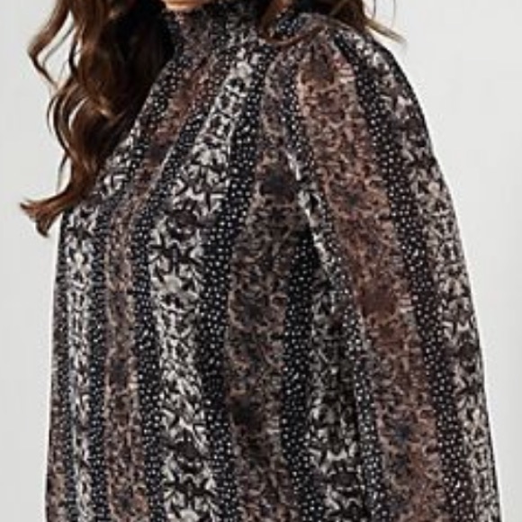 Susan Graver chiffon smocked neck fully lined top - Picture 3 of 11